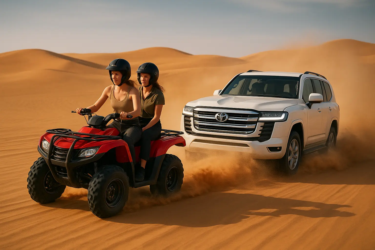 Desert Safari with Quad Bike - ATV adventure in golden dunes">